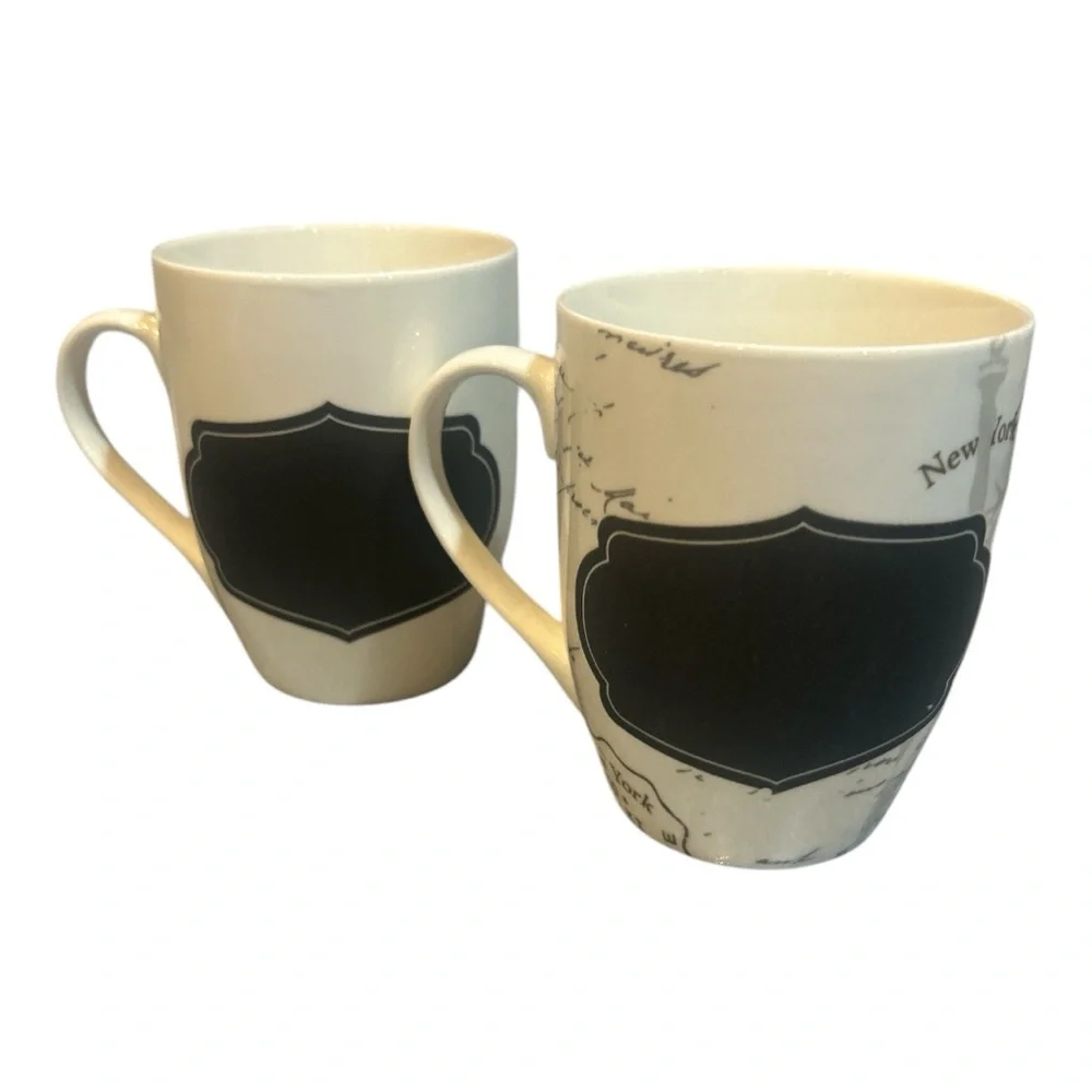 Crofton French Inspired Chalkboard Coffee Mug Set of 2